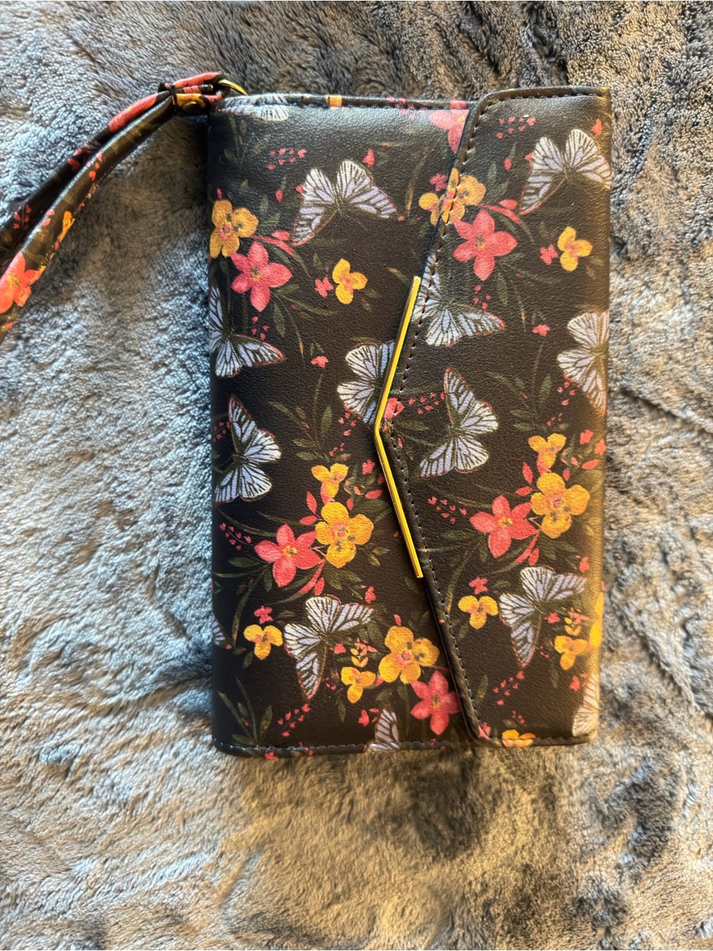 Floral Butterfly Men's Wallet - Black